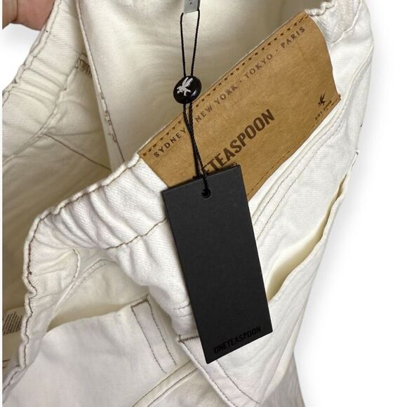 Free People X One Teaspoon White Shabbies Shabby Bandit Jeans Beau L - Picture 9 of 16